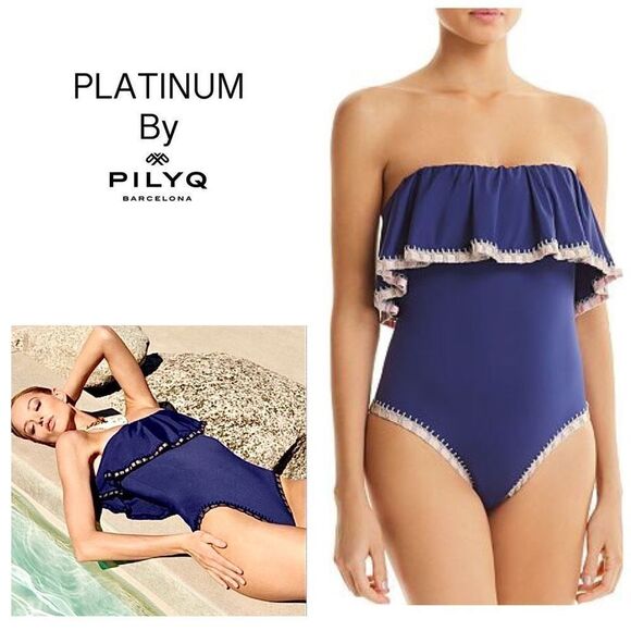 New. Platinum by PilyQ navy swimsuit. Retails $164 - Picture 1 of 11